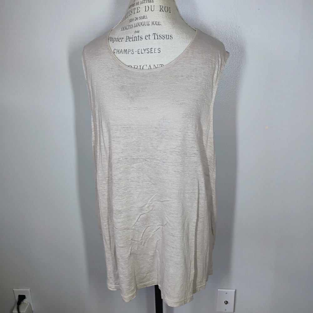 J. Jill Love Linen‎ Tank Top Womens 4X Beige Neutral Minimalist Closet Staple